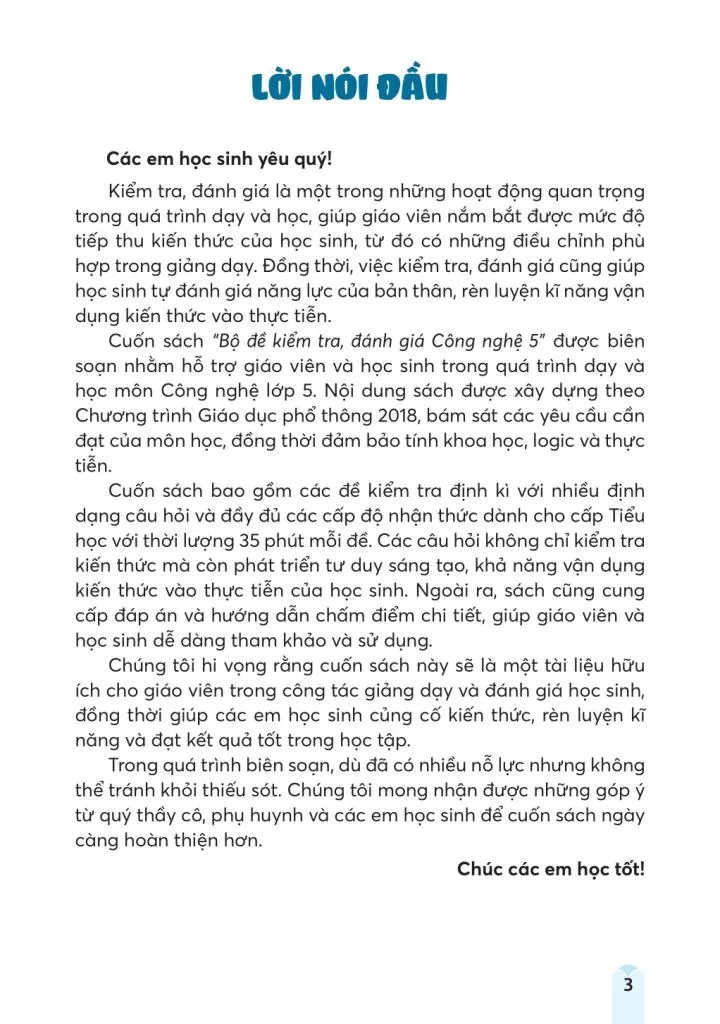 BỘ ĐỀ KIỂM TRA, ĐÁNH GIÁ CÔNG NGHỆ LỚP 5 (Theo chương trình GDPT 2018)